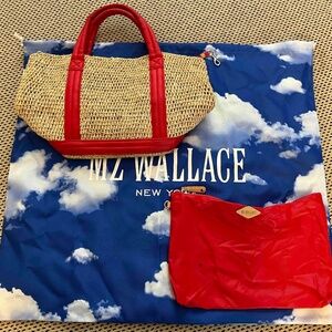 MZ Wallace Small Raffia Tote -- Raffia/ Cherry